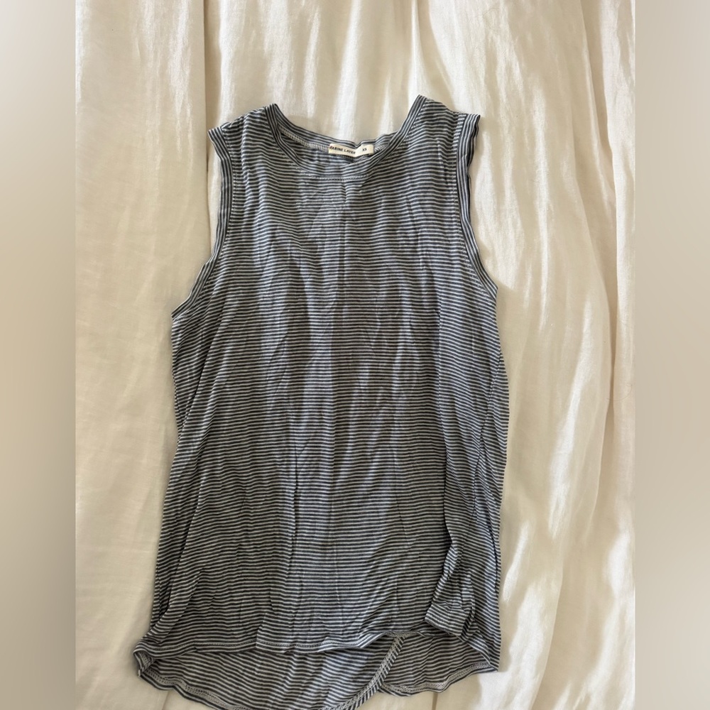 Marine Layer Navy and White Striped Tee